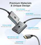 HDMI Switch 2 in 1 Out 4K@60Hz, WARRKY[with 3.3ft Fixed Braided HDMI Cable, Aluminum Case, 2K@144Hz, HDCP 2.2] Bidirectional 2x1 Switcher Splitter Compatible for PS5/4, Xbox, Roku, FireStick, Switch