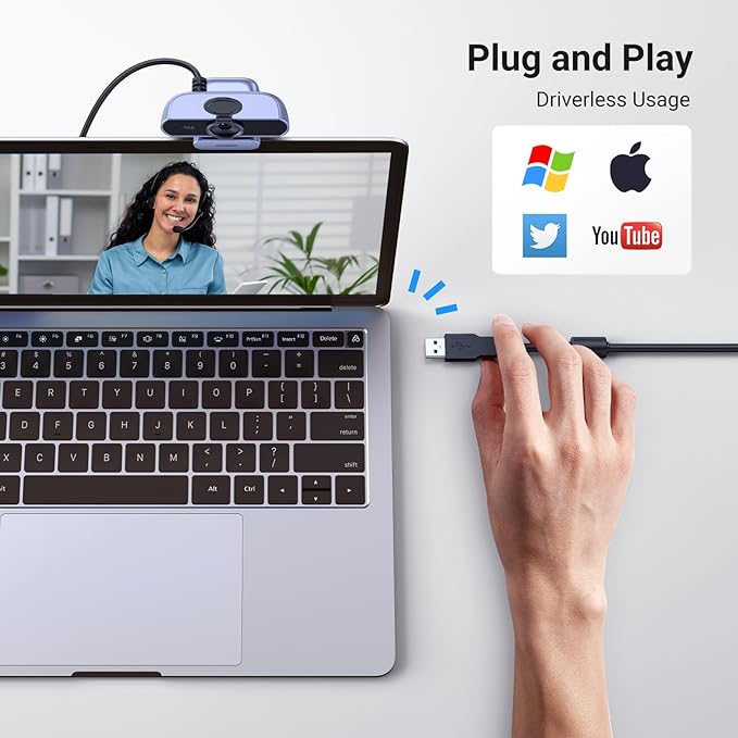 UGREEN 2K Webcam, Full HD 1080P Webcam for PC, Web Camera with Autofocus, Privacy Cover, Dual Noise Cancelling Mics, Computer USB Camera for Streaming, Conferencing, Calling, Zoom, Skype, Teams