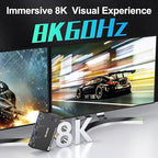 KVM Switch 2 Monitors 2 Computers 8K@60Hz/4K@144Hz, HDMI Displayport KVM Switches for 2 PC Sharing Dual Monitor and Keyboard Mouse with Power Adapter, Wired Extend Controller and USB3.0 Cables