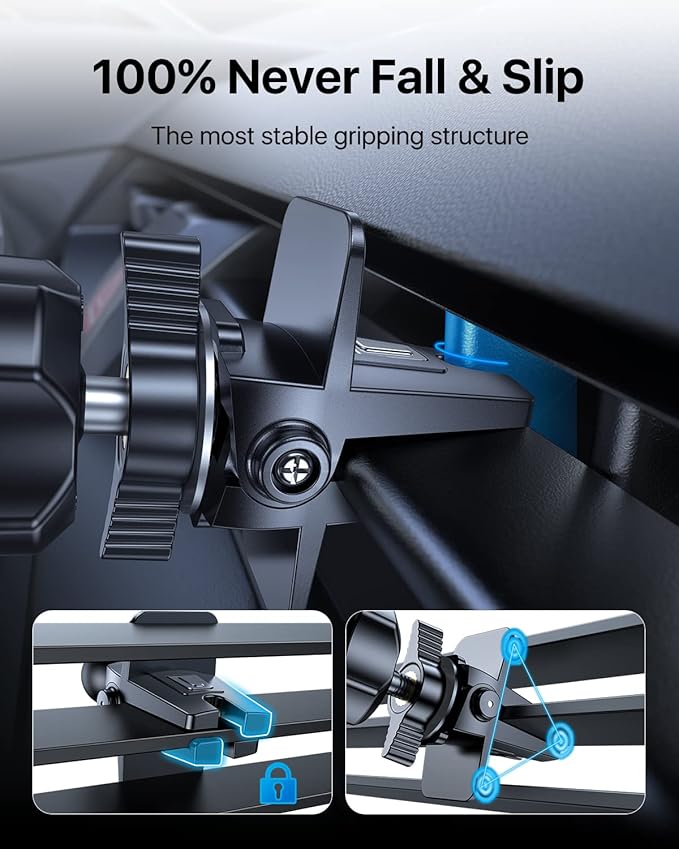 andobil Phone Holders for Your Car - Air Vent Phone Mount, Ultra-Stable Metal Clip with Anti-Shake & 360° Rotation, Universal Car Mount Fit iPhone 16/15/14/13/12 Pro Max/Android/Samsung Galaxy