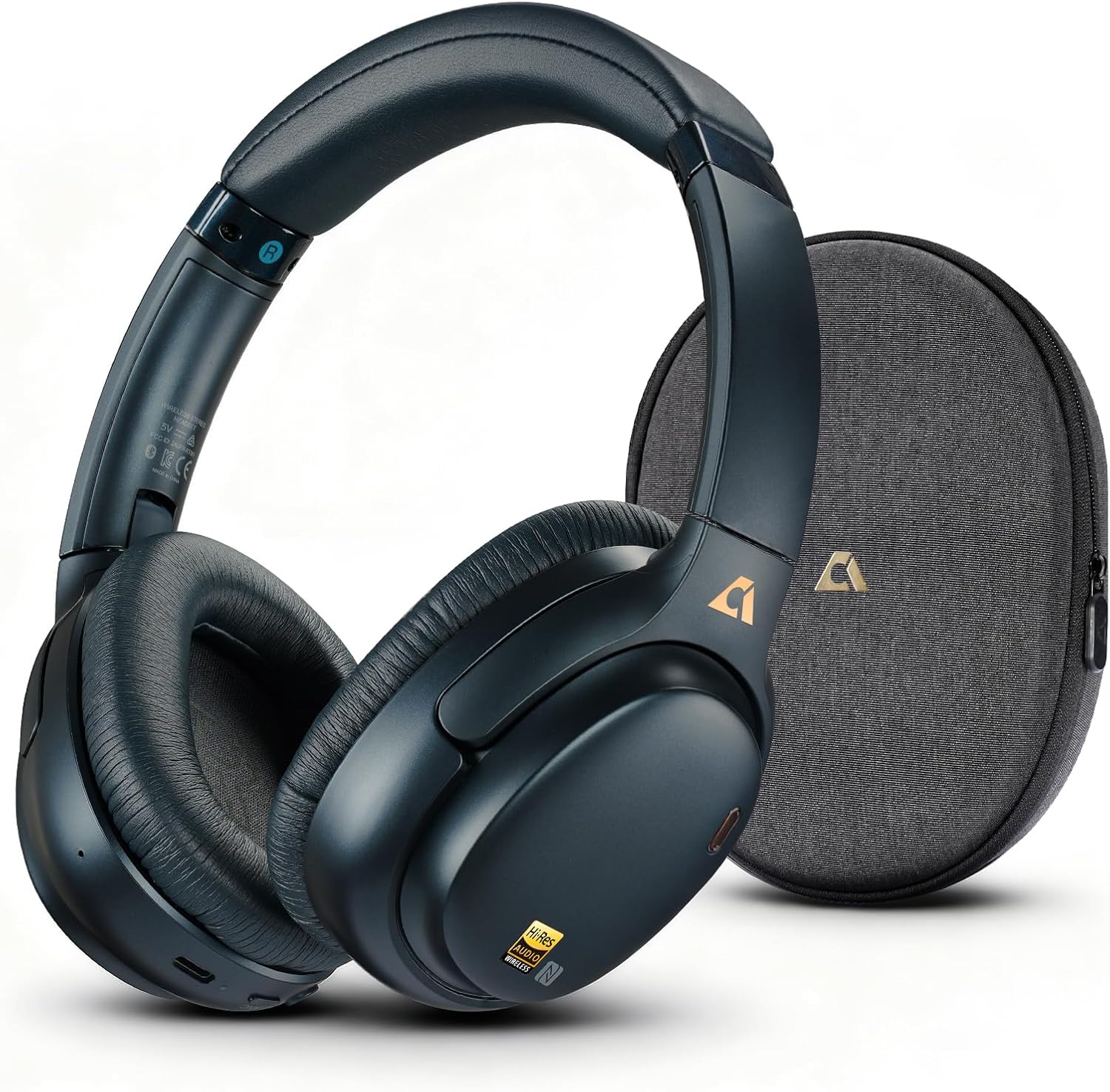 1Mii E700 Wireless Bluetooth Over Ear Headphones with Active Noise Canceling, Hi-Res Audio LDAC/aptX Low Latency for Airplane Travel Overhead Comfort, 54H Playtime, Custom EQ via App - Blue