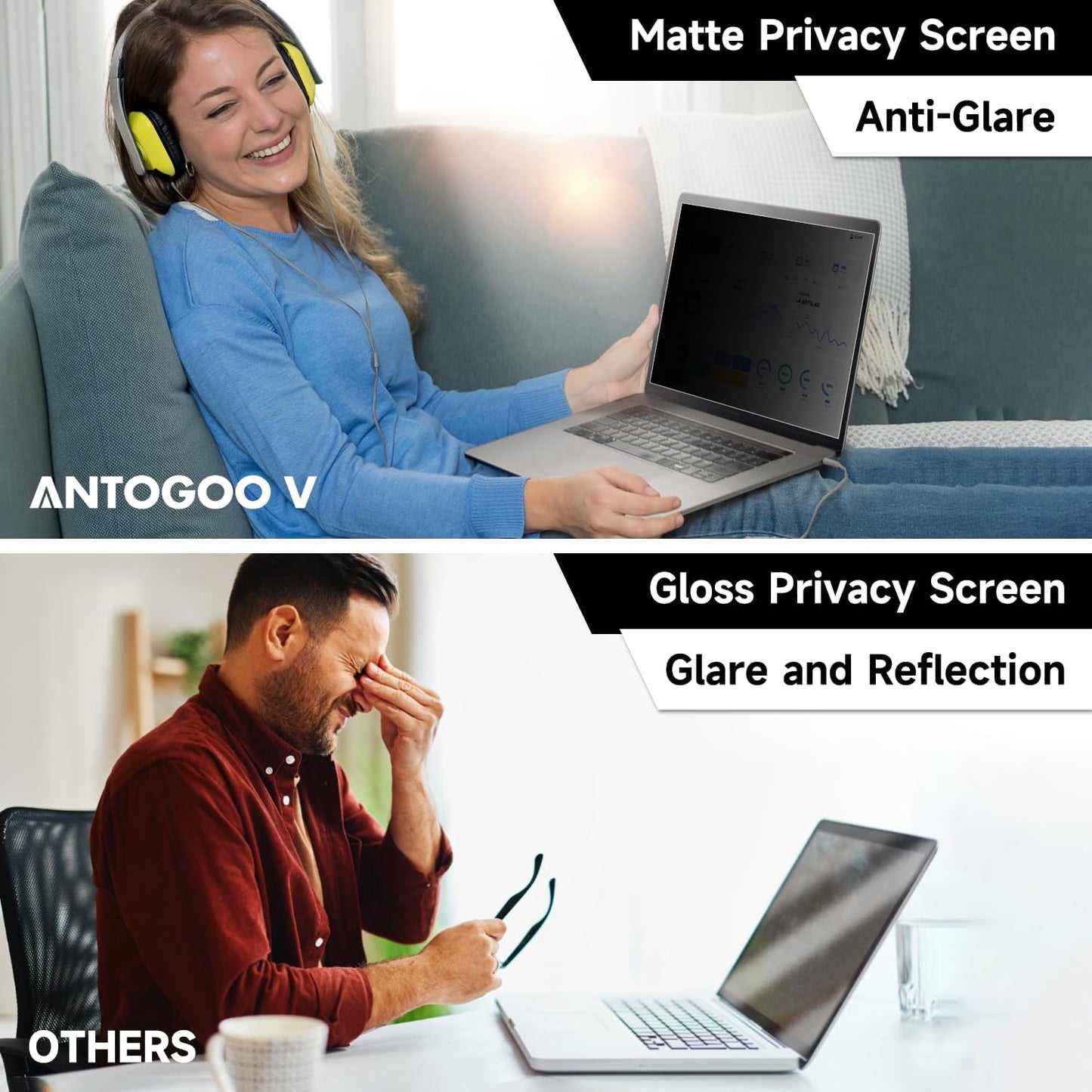 14 Inch 1920x1200 (16:10) Aspect Ratio Laptop Privacy Screen Filter, Anti Blue Light Glare & Anti Scratch Computer Privacy Shield, Not for 14" with 1920x1080P Laptops
