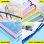 AUSTARK 20 Pcs Zipper File Bags, Plastic Mesh Pouch, Board Game Storage Bag, Waterproof Bags for Office School (B6 Size 7.6''x5.3'', Multicolored)