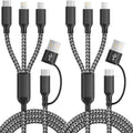 Multi Charging Cable 5 in 1, 2Pack 5FT USB C/A Multi Charger Cable to Type-C/Micro USB Port, Nylon Braided USB C Multiple Charger Cord for All Devices, Universal Phone Charger Cord for Cell Phones