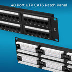 Rapink Patch Panel 48 Port Cat6 10G Support, Network Patch Panel UTP 19-Inch, Wallmount or Rackmount 1U Ethernet Patch Panel Punch Down Block for Cat6, Cat5e, Cat5 Cabling