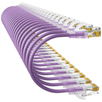 Cat6a Patch Cables 3ft (24 Pack) Slim, Cat6 Ethernet Patch Cable Pure Copper, Flexible Cat 6 Patch Cable 550MHZ 10G, Space-Saving Cat 6A Network Cables for Patch Panel, Purple