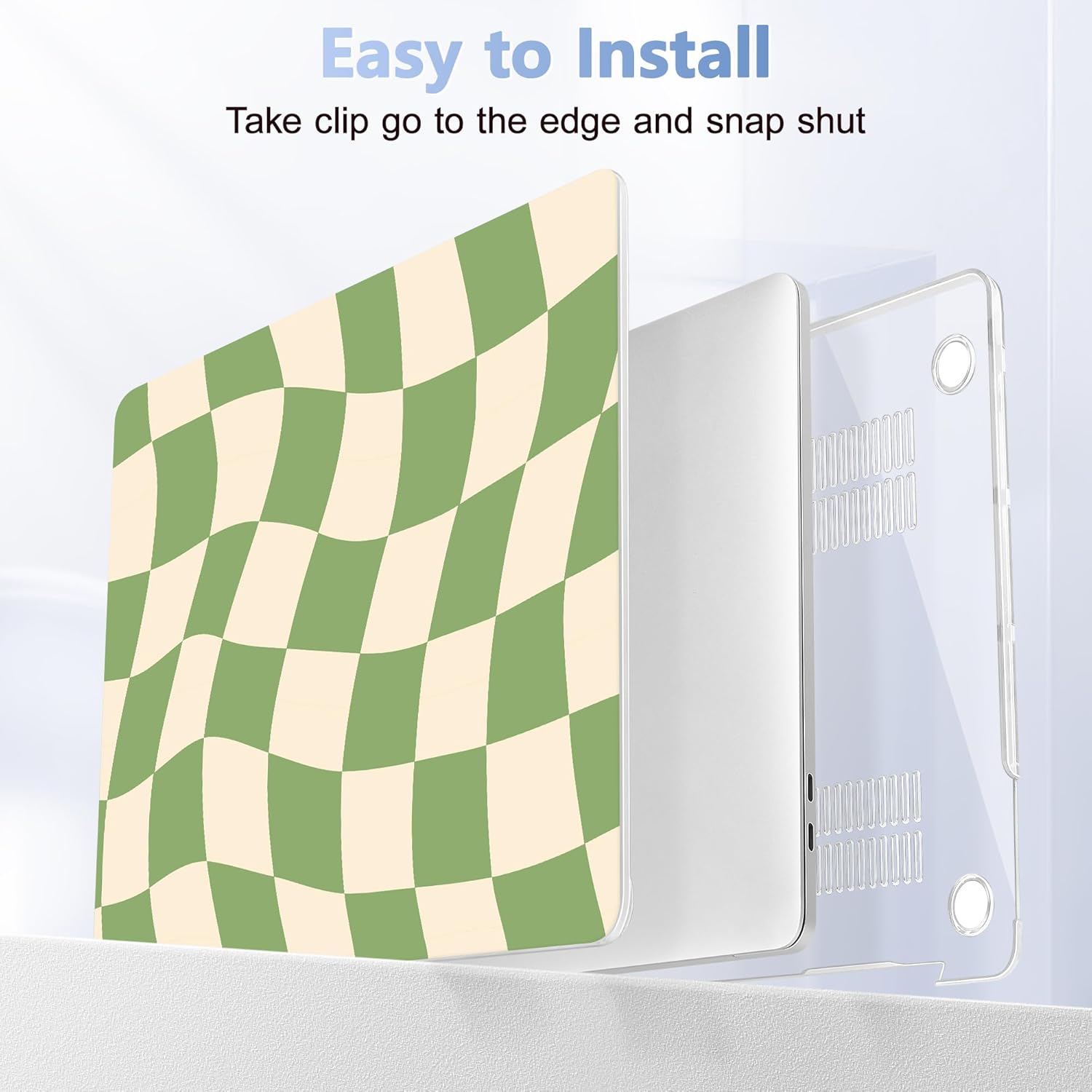 Case for MacBook Pro 13 inch with/Without Touch Bar (2016-2022, M2 A2338 M1 A2289 A2251 A2159 A1989 A1706 A1708), Hard Shell + Keyboard Cover + Dust Plug, Green Checkered