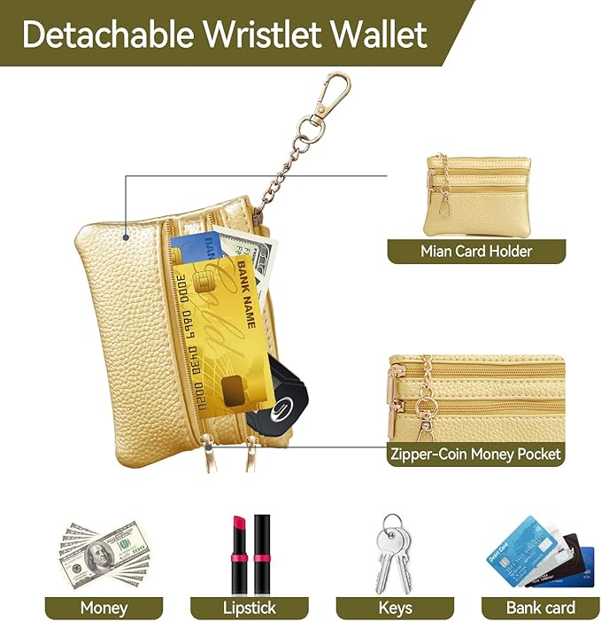 Clip and Go Strap for Phone Gold Metal Chain with Gold Purse Wallet Crossbody Phone Lanyard for Women with Cell Phone Stand Holder 2 Patches Tether Adjustable Anti Theft for iPhone 16 15 14 All Phones