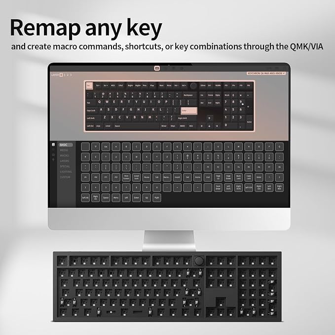 Keychron Q6 Max QMK/VIA Wireless Custom Mechanical Keyboard Barebone Knob Version, Full-Metal Hot-Swappable RGB Backlight 2.4 GHz/Bluetooth/Type-C Wired for Mac/Windows/Linux - Black