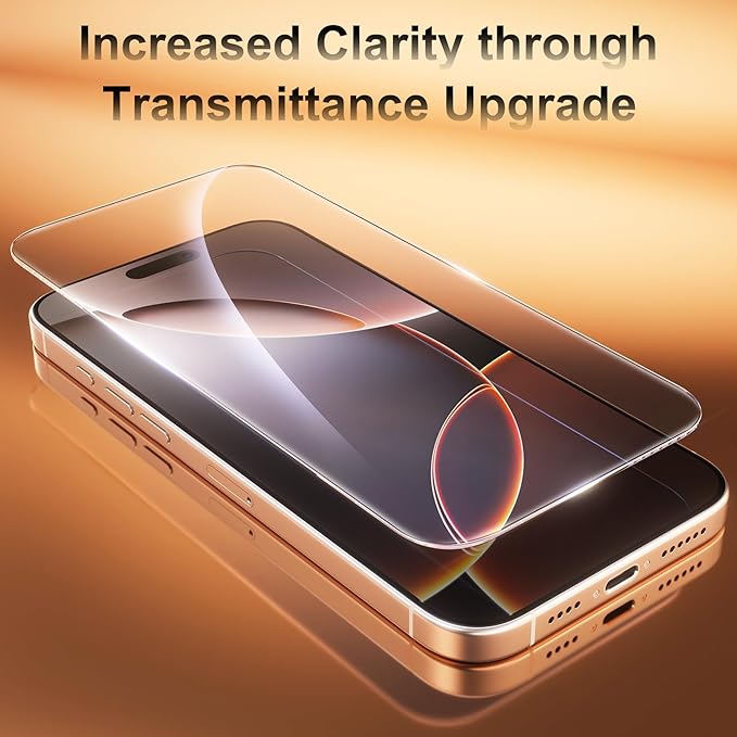 Fotbor [3+3 Pack for iPhone 16 Pro Screen Protector, Anti-Blue Light, [Eye Protection] 9H+ Tempered Glass with Camera Lens Protector Anti-Glare