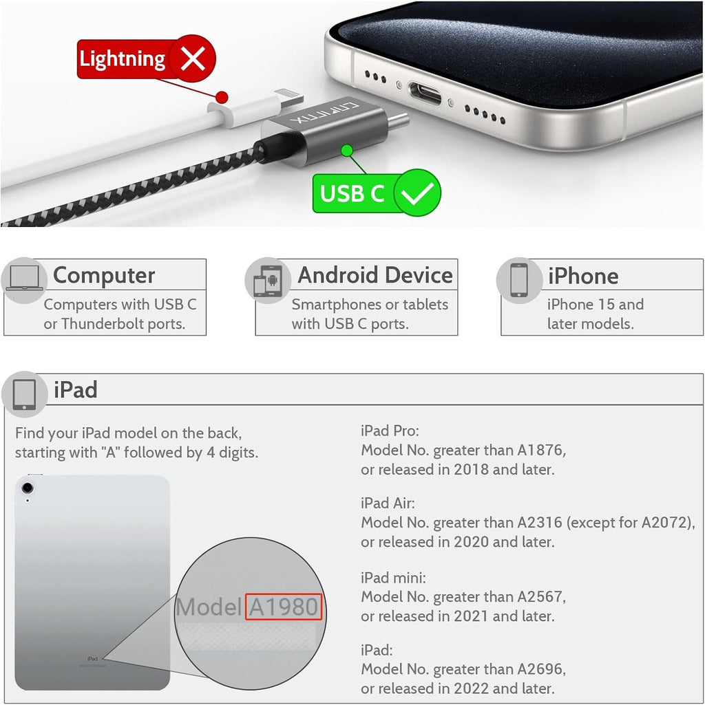 Cubilux USB C Double Headphone Splitter, Type C to Dual 3.5mm Jacks Audio Sharing Adapter Compatible with iPhone 16/15, iPhone 16/15 Pro Max, iPad Pro 13/12.9/11, iPad Air 13/5th/4th and More