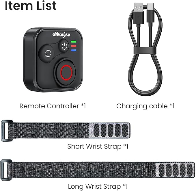 YDW Bluetooth Remote Control for INSTA360 X5 X4 X3 X2/Ace Pro2/Ace Pro/Ace/GO 3S/GO 3/ONE RS/ONE R/Gopro Hero13/12/11/10/9/8/Max/Mini,Wireless 50M Remote Control Range