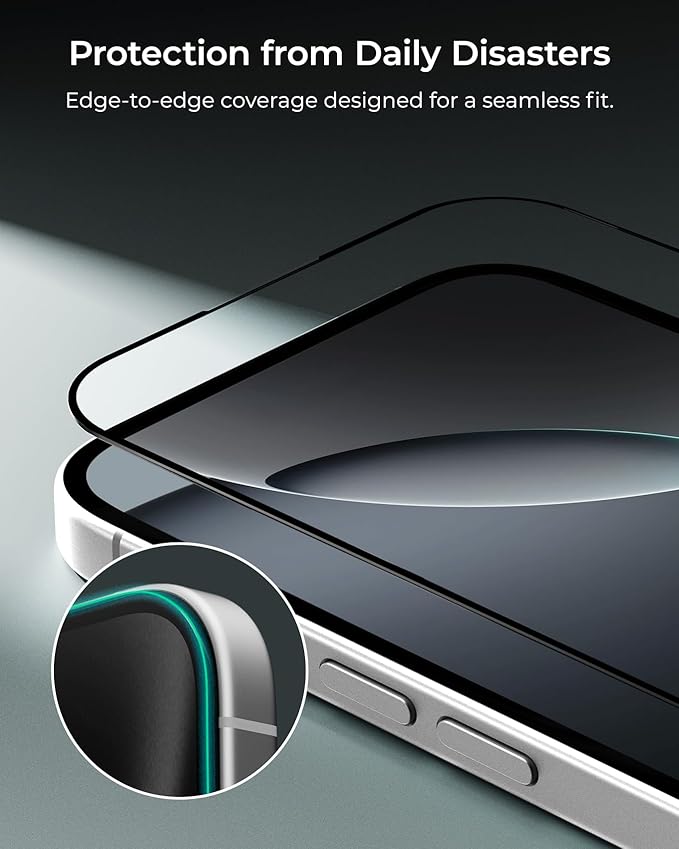 iOttie Terra iPhone 16 Plus Tempered Glass Screen Protector Military Grade 9H Hardness Shatterproof Scratch Resistant, Edge to Edge Protection Easy Bubble Free Install, 2 Pack