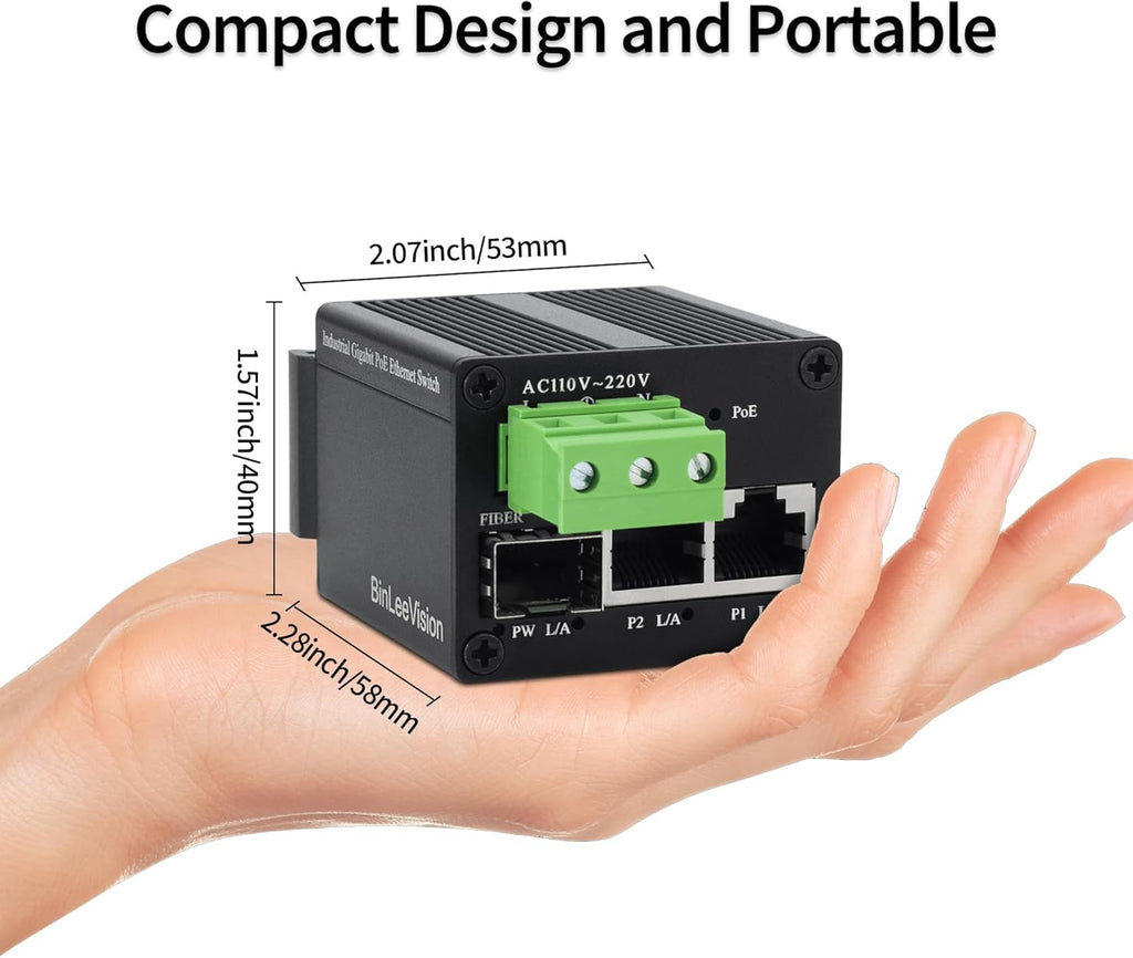 Ultra Mini Ethernet PoE+ Switch,2 PoE+ Output & 1-Uplink SFP Port ,30W PoE Output@40W Budget ,PoE+ Injector Adapter,Desktop or Wall/Dinrail Mount,Fanless,for Multiple PoE Devices(30W)