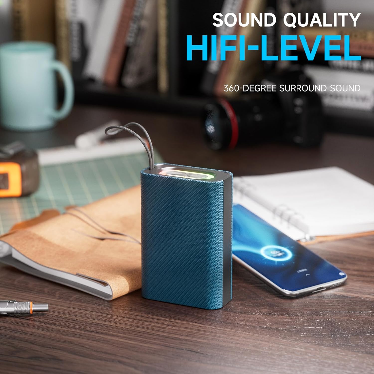 Speaker, Portable Wireless Bluetooth Speakers, Waterproof Loud Stereo Sound with RGB Lights TWS Long Playtime for Home/Party/Outdoor, Electronic Gadget (Blue)