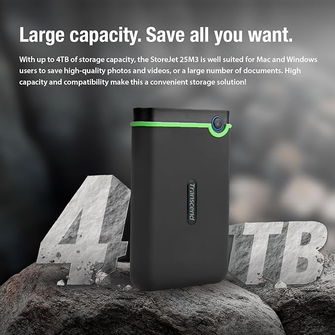 Transcend 2TB USB 3.1 Gen 1 StoreJet 25M3S SJ25M3S Rugged External Hard Drive TS2TSJ25M3S