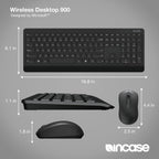 Incase Wireless Desktop 900 Keyboard and Mouse Combo - Designed by Microsoft – Quiet Touch Keys, Ambidextrous Design, Customizable Hotkeys, Two Year Battery Life – Black