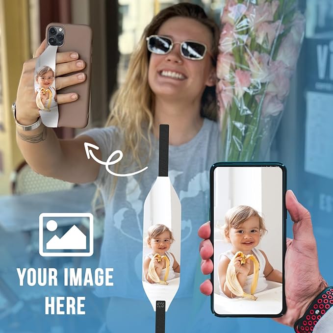 Phone Grip Strap - Reversible Finger Holder for Phone Back, Customizable Anti-Slip Design, Wireless Charging Compatible Detachable Holder for iPhone - Color