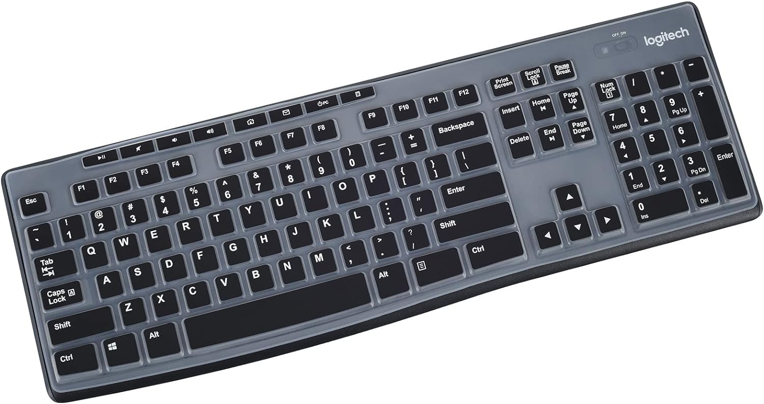 Keyboard Cover for Logitech MK295 MK270 MK200 K270 Wireless Keyboard, Logitech MK370 MK270 MK200 K270 Keyboard Skin Protector - Black