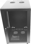 18U Server Cabinet Wall Mount Rack Enclosure with Caster Wheels 2 Server Fans Locking Grid Gate Removable Side Panels 19" Network Cabinet 15-18.5" Installation Depth Heavy-Duty Frame (37INCH, 18U)
