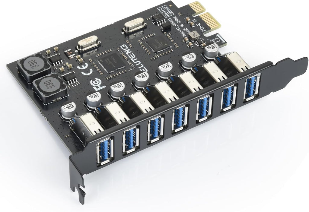 ELUTENG PCIE USB 3.0 Card 7 Ports PCI Expree to USB Expansion Card Super Speed 5Gbps PCI-e USB3 Hub Controller Adapter for Windows 11/10/8/7/XP/Vista