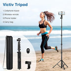 70" Phone Tripod with Remote & Holder, Portable Cell Phone Stand, Selfie Stick for Video Recording, Compatible with iPhone 14/13 Pro Max/Android/Camera
