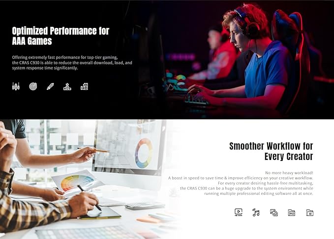 KLEVV CRAS C930 2TB M.2 2280 NVMe PCIe Gen4x4 Internal Gaming SSD Aluminium Heatsink Included, Compatible with PS5, up to 7400MB/s with DRAM Cash (K02TBM2SP0-C93)