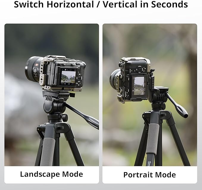 SmallRig CT-07 Aluminum Camera Tripod Stand, 63.4" Travel Tripod for iPhone and Cameras, Phone Tripods with Quick-Switch Vertical/Horizontal Mount, Adjustable Angles & Max. 4kg Load