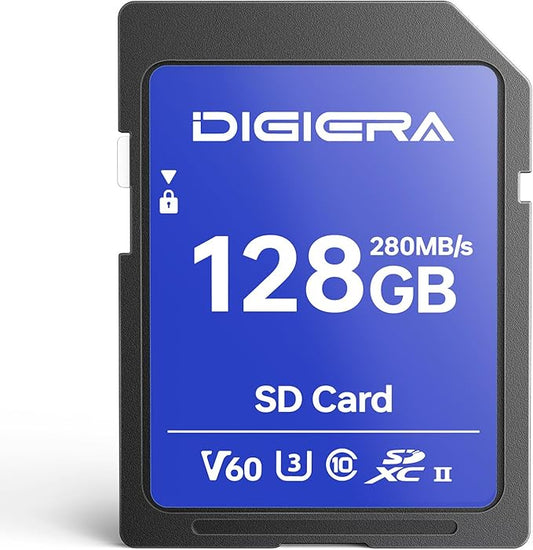 128GB LSU100 SDXC UHS-II Memory Card - up to 280MB/s, C10, U3, V60, 6K, SD Card for Computers, Digital Cameras, Home Theatre Devices, Car Navigation Systems (1 Pack)