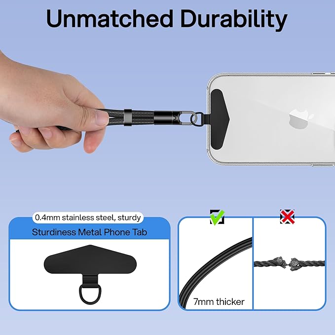 Kaptron Adjustable Phone Wrist Strap - Universal Cell Phone Lanyard Wrist Strap with Lanyard Patches