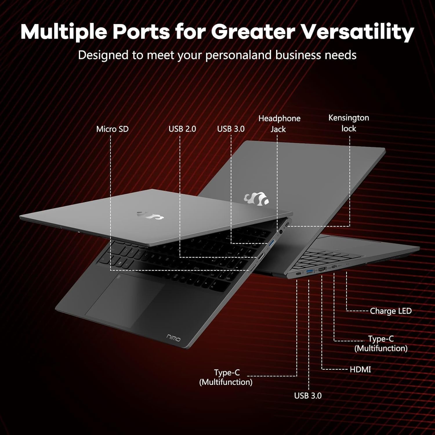 NIMO 15.6" IPS FHD-Gaming-Laptop, AMD Ryzen 5 6600H 6-Cores 660M GPU 64GB DDR5 RAM 2TB SSD(Beat i7-1165G7, Up to 4.5GHz) Computer with 100W GaN Type C Fingerprint Backlit Keyboard Win 11