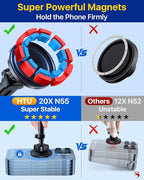 HTU for MagSafe Car Phone Mount Magnetic Phone Holder for Windshield Vent Dashboard Magnetic Suction Phone Mount for iPhone 16/15/14/13/12 & Android (Amparo Blue)