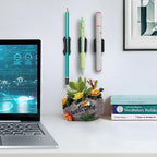 Adhesive Pen Holder for Wall Pencil Holder for Desk Organizer, 6Pack Silicone Pen Holders for Clipboard, Marker Holder Sticky Pen Holder for Desk, Office Supplies Stylus Holder Pen Organizer (6 grey)