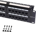 [UL Listed] Cable Matters 48 Port Patch Panel Rackmount or Wall Mount 19-Inch with Support Bar, 2U Cat6 Network Patch Panel for 10 Gigabit Ethernet, 110 or Krone Impact Tools Compatible