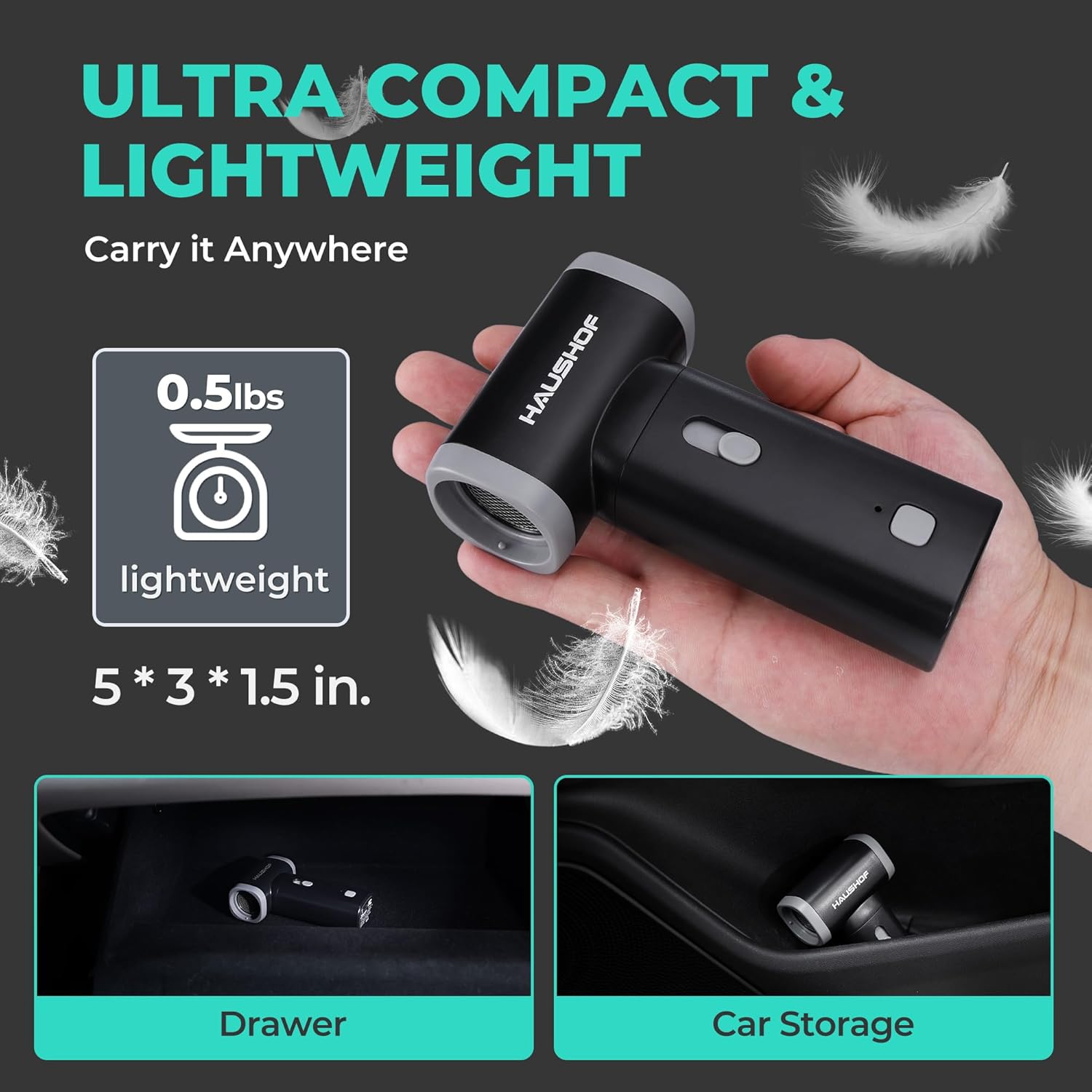 HAUSHOF 8V Mini Electric Air Duster-110,000RPM High Power Compressed Air blower, Rechargeable Brushless Motor Durable Cleaner, Variable Speed Dust Blower for Computer, PC Keyboard, Electronics, Car...