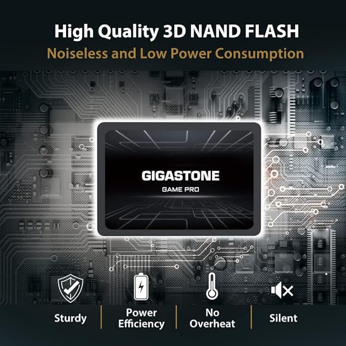 Gigastone SATA SSD 256GB 2.5 inch SSD 510MB/s Upgrade Laptop PC Memory and Storage PS4 HDD Replacement 2.5" Internal Solid State Hard Drives SATA III SLC Cache 3D NAND Game Pro Performance