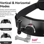 ULANZI CM027 Phone Head Strap Mount Support Vertical Shots for iPhone, GoPro Hero 12 11 10 9 8 7 6 5 4 Session 3+ 3 2 1 Max, DJI Osmo Action, Insta360, Action Cameras Head Mounted Phone Holder