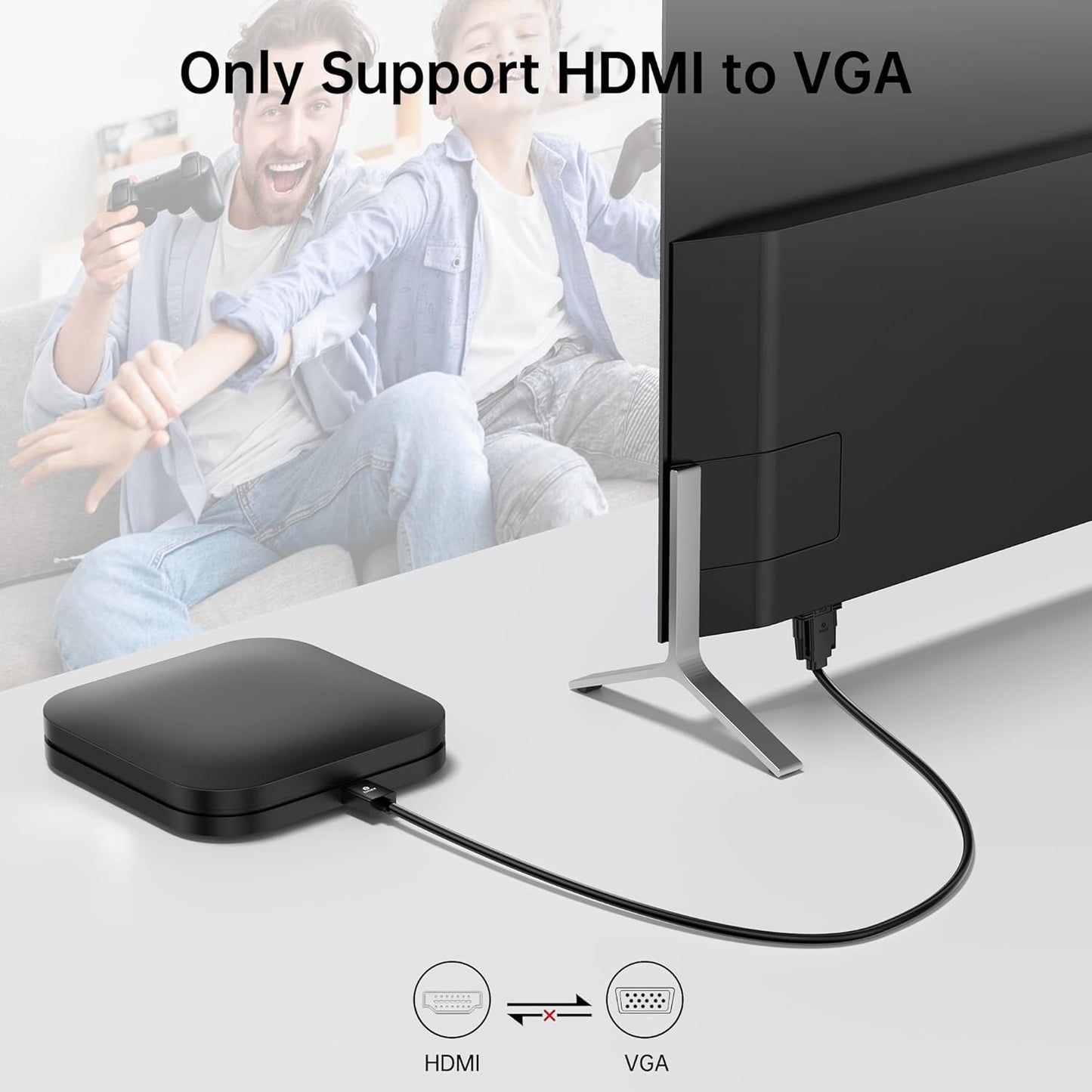 10ft HDMI to VGA Cable – 1080P HD Video Converter Cord for Laptop, TV Box, PS4, Monitor, Projector (Black, 3M)