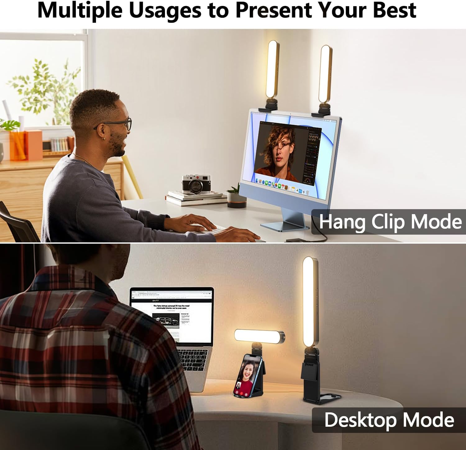 yAyusi Dual-lamp Video Conference Lighting, LED Streaming Light with Remote and Touch Control, Zoom Lighting for Computer,Webcam Laptop Monitor Ring Light for Video Calls/Zoom Meetings/Video Recording