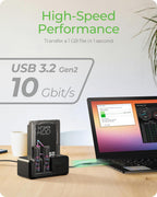 M.2 NVMe & SATA SSD/HDD Hard Drive Docking Station, ICY BOX USB-C 10Gbps NVMe Cloner&Reader, TripleBay Hard Drive cloner for 2.5"/3.5" SSD&HDD Hard Drives, Offline Cloning, Tool-Free (3 Bay)