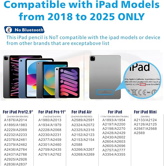 Stylus Pen for iPad11/10/9thGen,with Polishing Cloth,Tilt Sensitivity,Palm Rejection,for Pad Air11/13inch(M3/2), iPad Pro11/13/inch (M4),iPad Mini6/5th,iPad Pro 11/12.9 inch