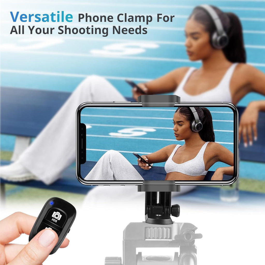 UBeesize Cell Phone Tripod Mount with Wireless Remote, Selfie Stick Monopod Head and Tripod Adapter Stand Holder Compatible with Phone Android and All Phones White