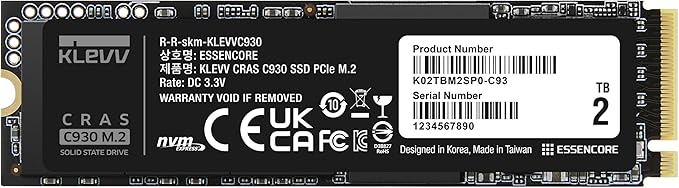 KLEVV CRAS C930 2TB M.2 2280 NVMe PCIe Gen4x4 Internal Gaming SSD Aluminium Heatsink Included, Compatible with PS5, up to 7400MB/s with DRAM Cash (K02TBM2SP0-C93)