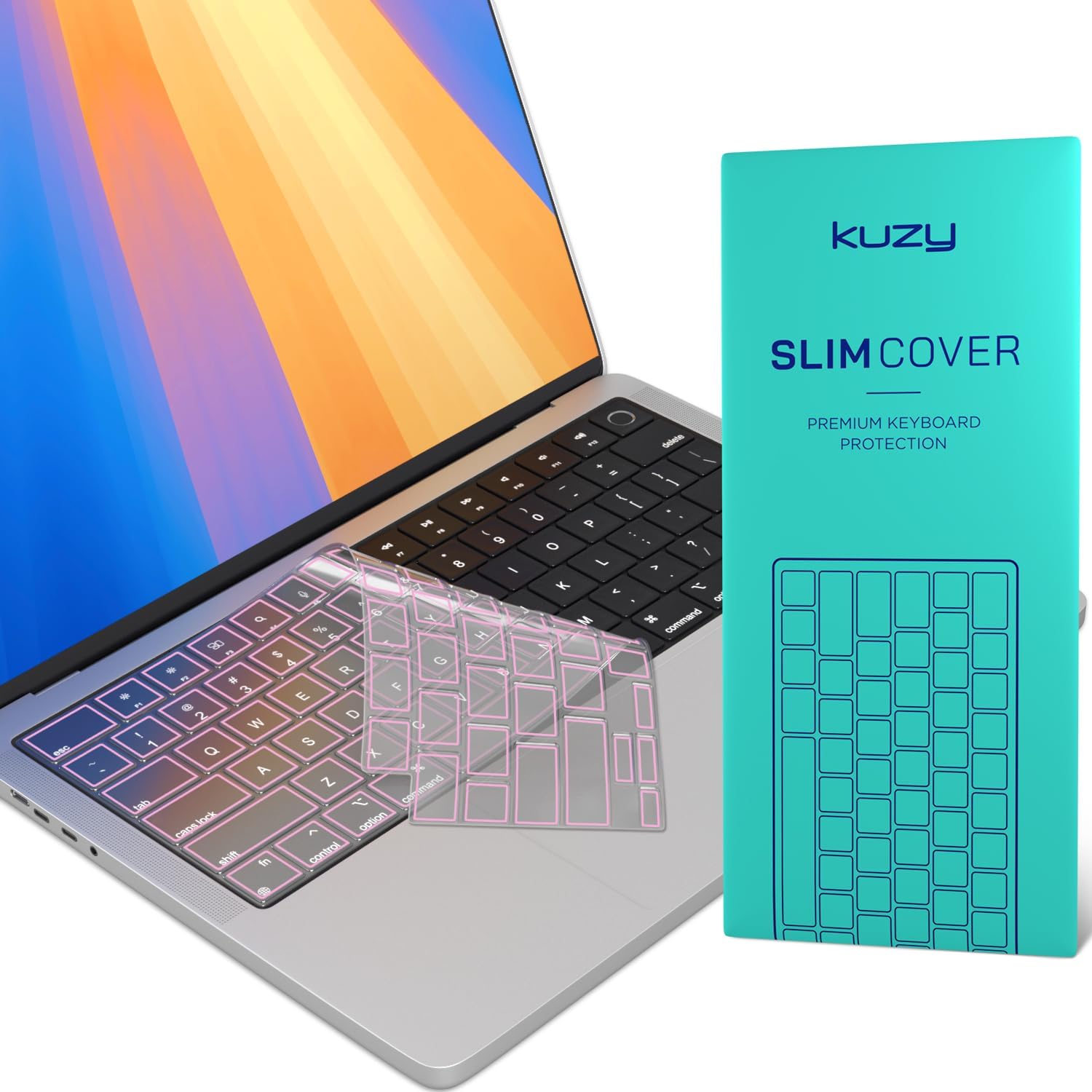 Kuzy Pink Premium MacBook Pro 14 inch Keyboard Cover M4 16" 2025 2024 2023 M3 M2 M1 Pro Max - MacBook Air 13 inch Keyboard Cover 15" M4 - A3240 A3241 A3401 A3403 A3114 A3113 - US Layout TPU, Pink