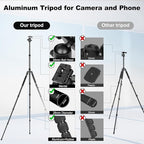 80/85 inches Heavy Duty Tripod for Camera and Phone, 85" Camera Monopod Tripods, DSLR Binoculars Spotting Scope Camcorders Video Tripod Stand, 360 Degree Ball Head, 35 lbs Loads