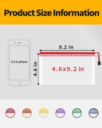 SUNEE Plastic Mesh Zipper Pouch 4.6x9.2 in (6 Colors, 12 Packs), Small Water-Resistant Zip Bag for School Office Supplies, Pencil Organizing Storage