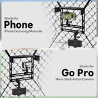 Cell Phone Fence Mount with Shade, Fence Phone Holder Mounting Kit for iPhone, GoPro, Mevo Start, Insta360 and Other Action Cameras, Streaming Kit for Recording Baseball, Softball and Tennis