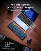 Samsers Foldable Keyboard and Mouse, Folding Bluetooth Keyboard Mouse Combo with Backlight, 2.4G + BT5.0 x 2, Full-Size Travel Keyboard & Portable Wireless Mouse for Windows/Android/iOS/Mac OS, Black