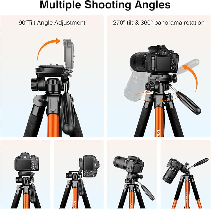 Tripod for Camera, 72" Tall Camera Tripod & Monopod with Remote, Professional Heavy Duty Compact Camera Stand for Phone, DSLR, Spotting Scope, Telescope, Binocular