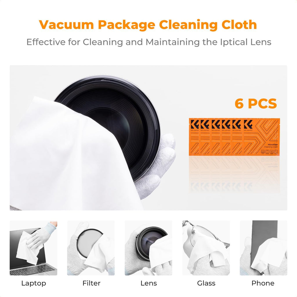 K&F CONCEPT 32-in-1 Camera Lens Cleaning Kit for DSLR Camera Lens Filter with Cleaning Pen+Air Blower+Cleaning Cloth*2+Full-Frame Swab*10+Cleaning Wipes*10+Vacuum Cleaning Cloth*6+Anti-Static Gloves